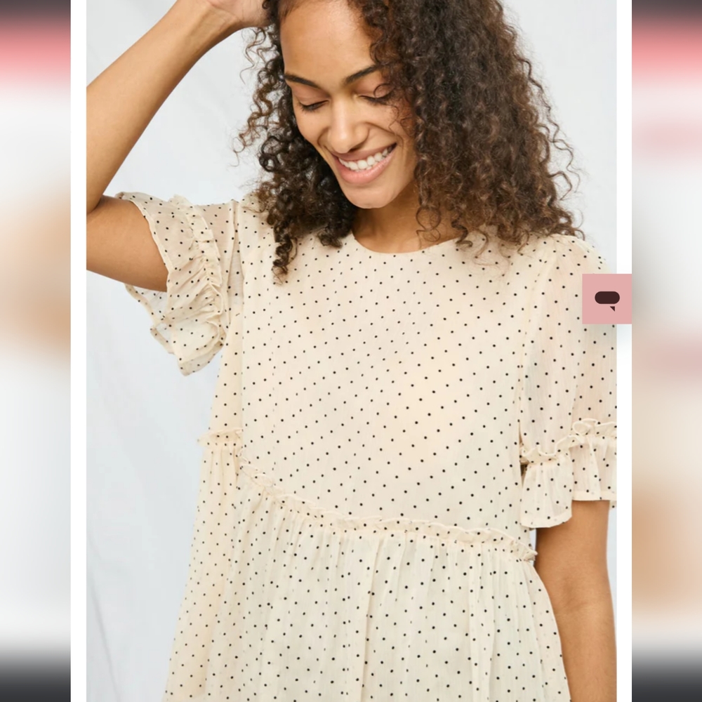 Hayden Sheer Polkadot Peplum Top Size Small